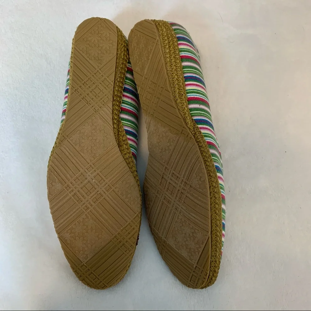 Beacon Multi Colorful Striped Espadrilles Wedges size 8.5 NARROW shoes